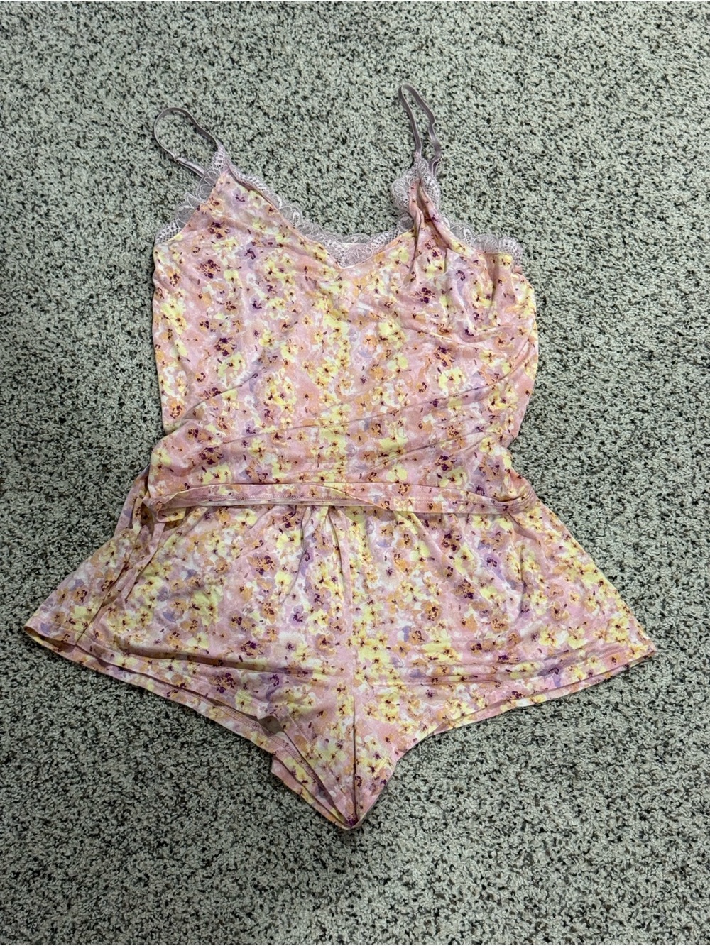 Victoria Secret Floral Lace-Trim Pink Camisole & Short Sleep Set